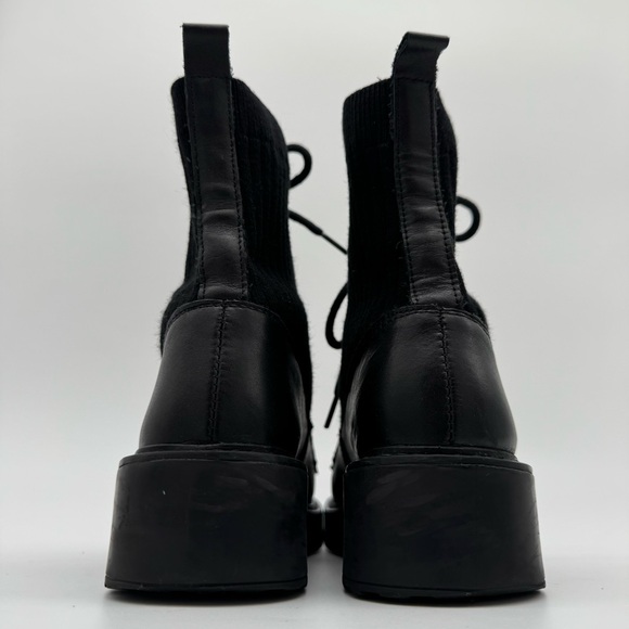 Steve Madden Veeta Black Leather Knit Lace Up Combat Boot Size 7 M - Picture 6 of 11